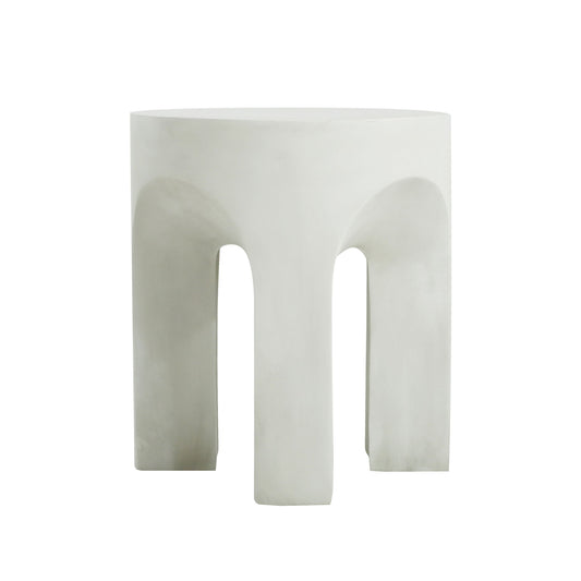 Outdoor Round Top Side Table / End Table, Living Room Accent Table - Antique White