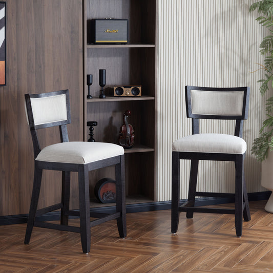 Upholstered Counter Height Bar Stools With Comfy Back (Set of 2)