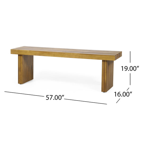 Nahanni - Rustic Acacia Wood Bench With Slat Design - Natural