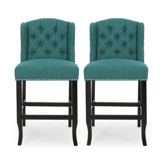Vienna - Fabric Tufted Counter Stool With Nailhead Accents (Set of 2)