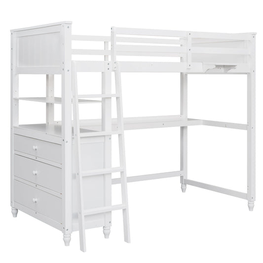 Loft Bed With Drawers With Desk And Shelves