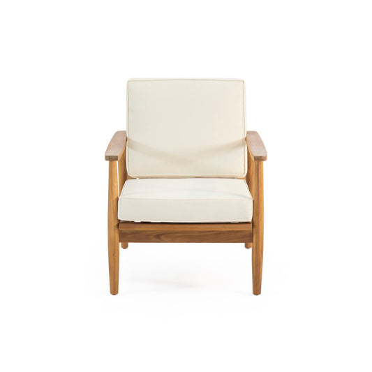 Birdsong - Outdoor Club Chair With Slat Back And Seat Cushion - Beige