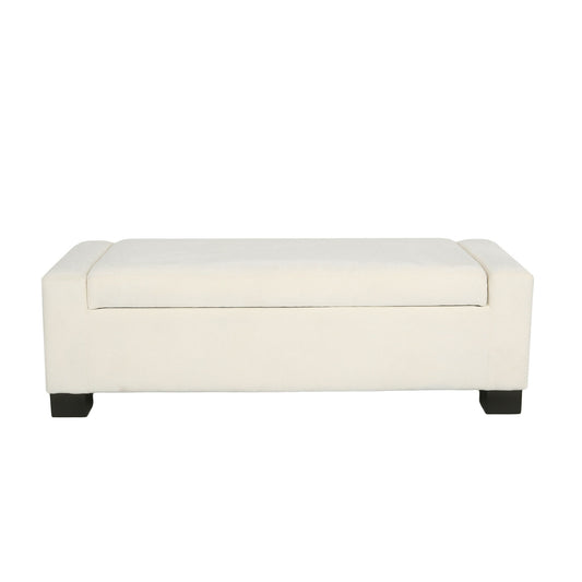 Textured Fabric Ottoman Bench With Hinged Lid