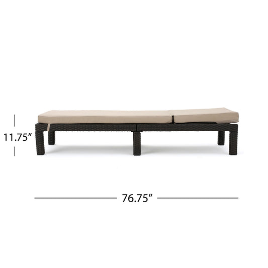 Puerta - Chaise Lounge Frame Cushion Outdoor Wicker Iron - Beige / Dark Brown