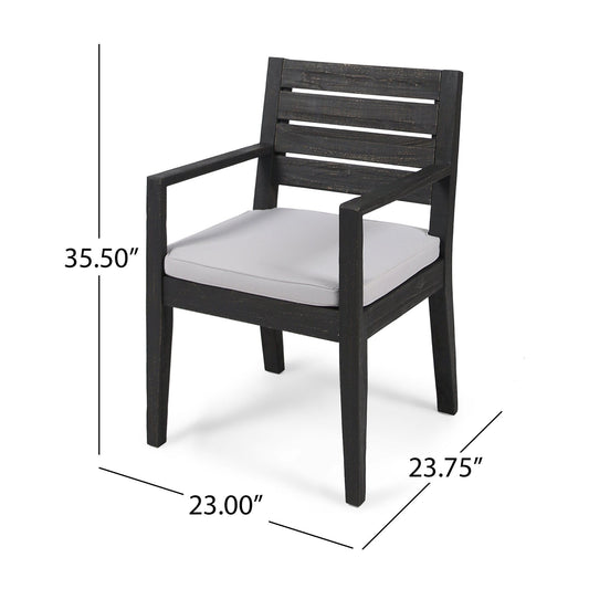 Outdoor 6 Seater Dining Set With Bench - Dark Gray / Light Gray