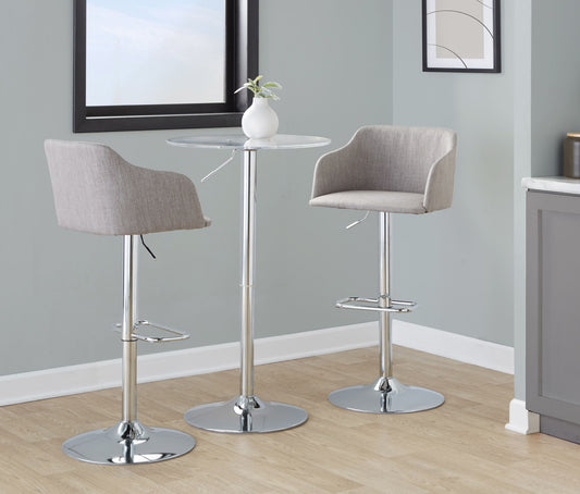 Daniella - Contemporary Adjustable Barstool With Swivel - Gray
