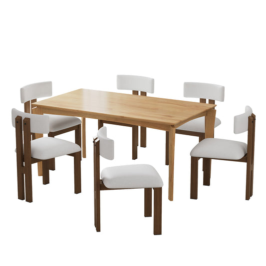 7 Piece Dining Set With Upholstered Armless Chairs And Table