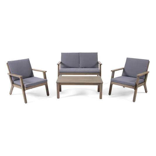 Avacyn - Outdoor Acacia Wood 4 Seater Chat Set With Cushions