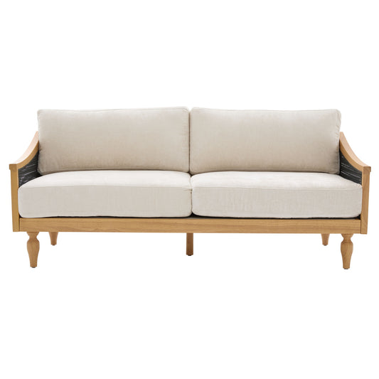 3 Seater Sofa With Rattan Armrests