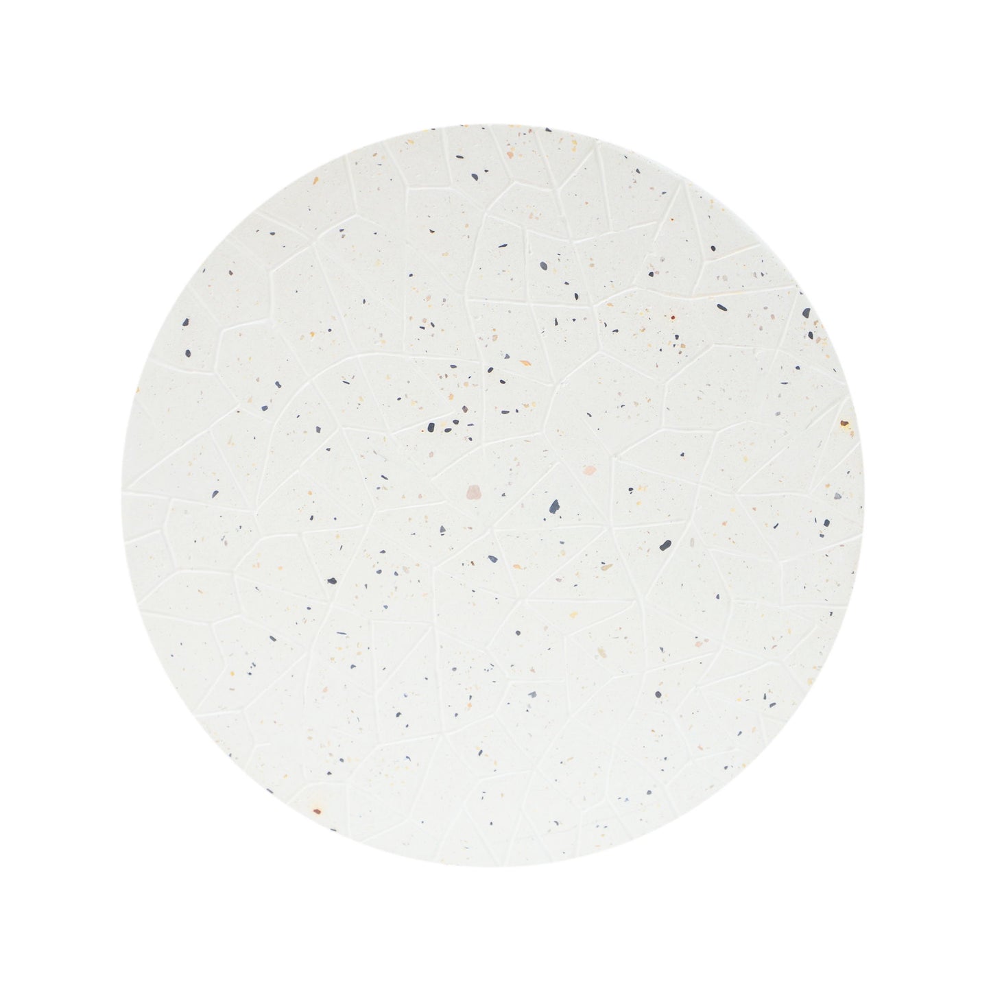 Outdoor Terrazzo Concrete Drum End Table, Living Room Accent Table - White Terrazzo