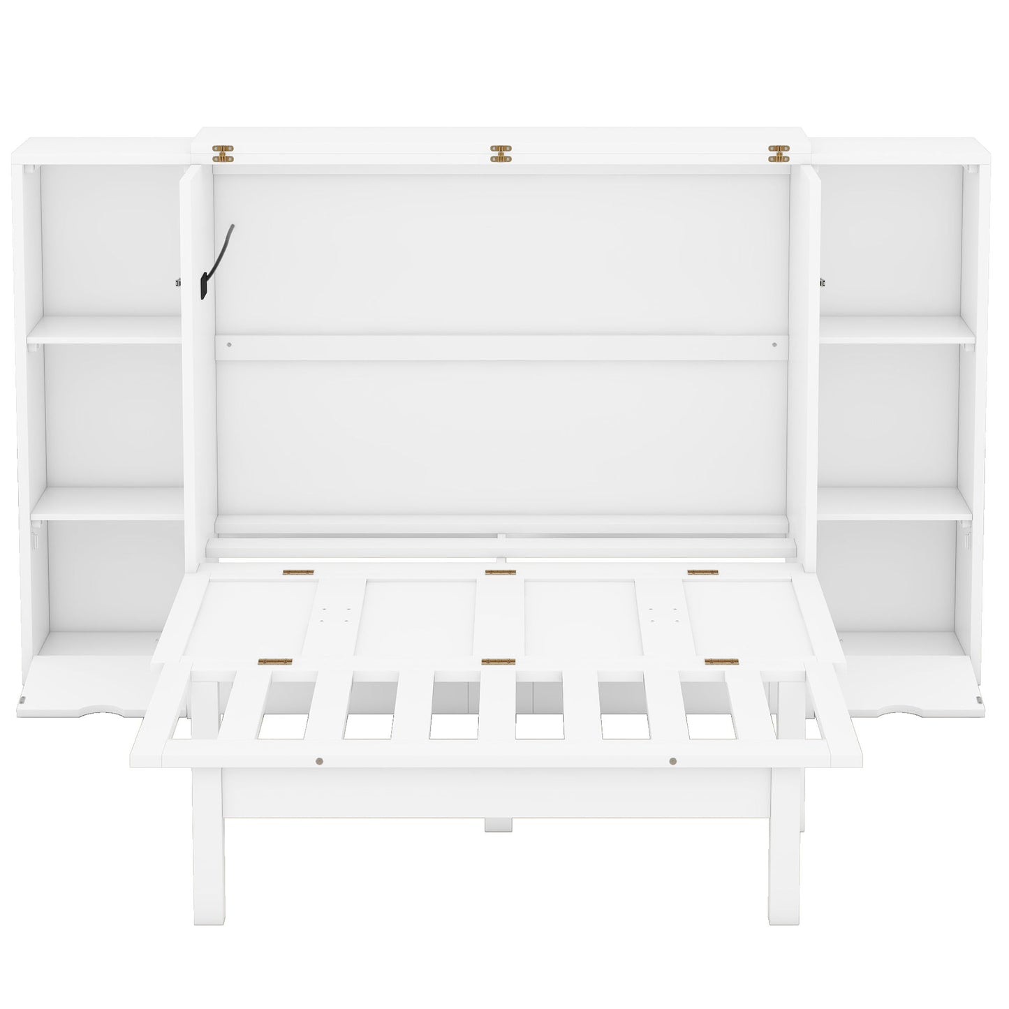 Murphy Bed With Shelves, Drawers And USB Ports