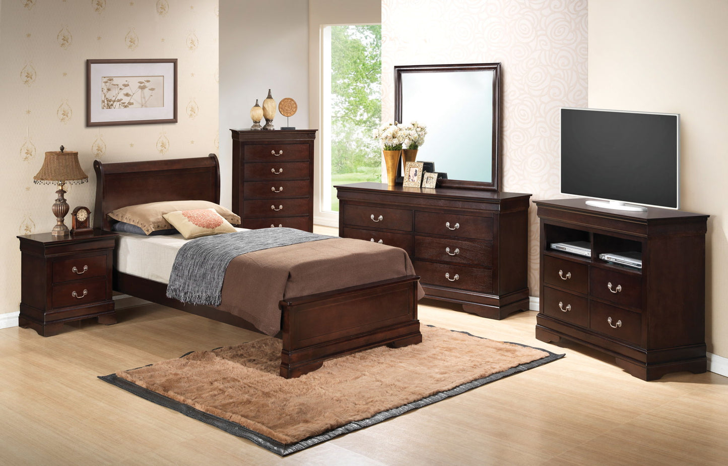Louis Phillipe - Twin Bed - Cappuccino