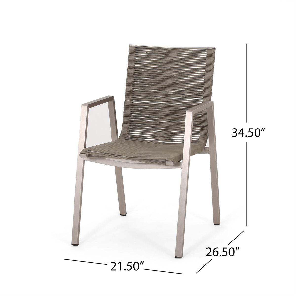 Outdoor Modern Aluminum Dining Chair Set With Rope Sea (Set of 2)