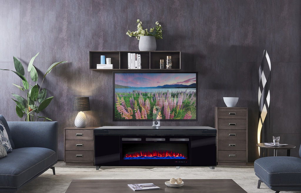 Fireplace TV Stand For 75-80" TV's - Black