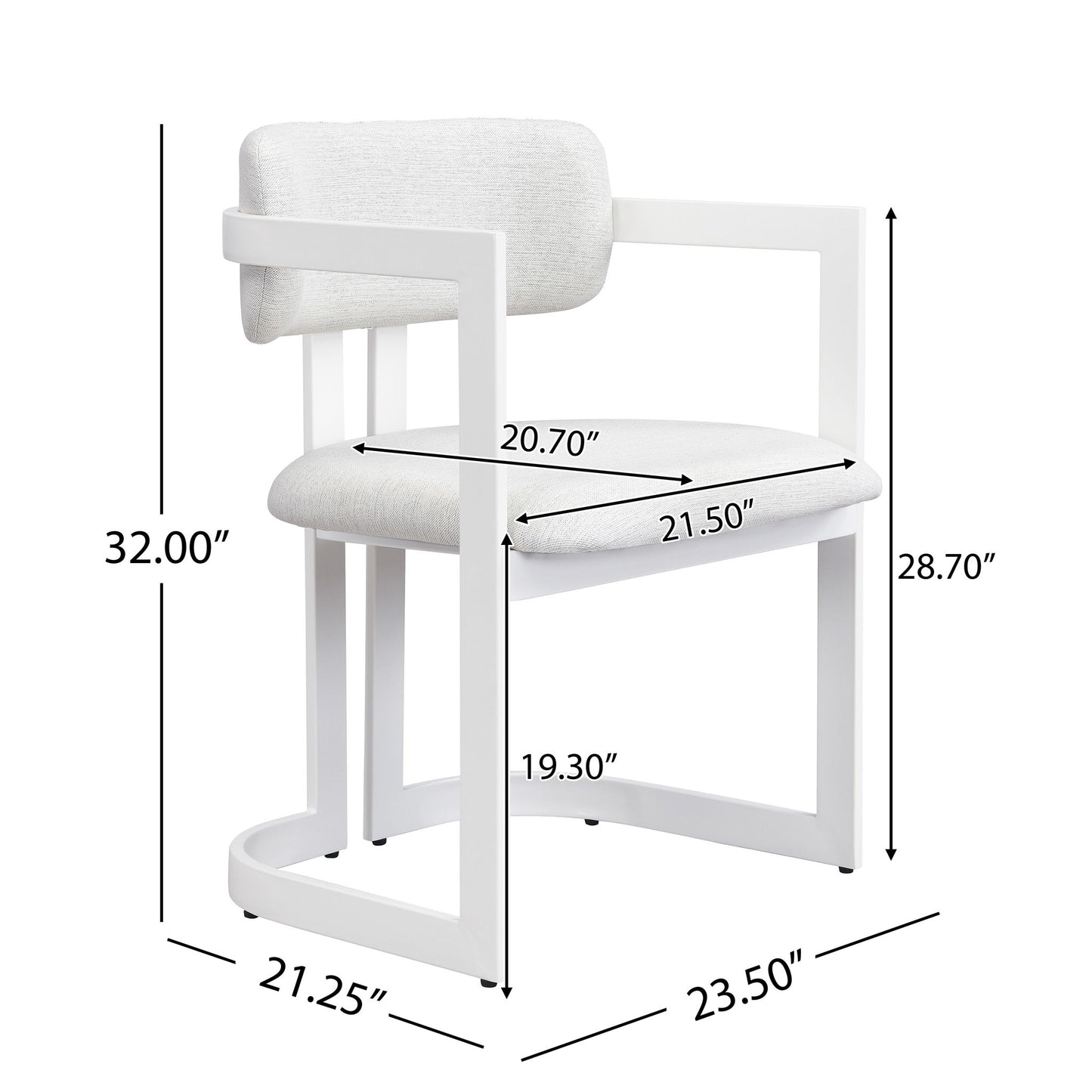 Upholstered Dining Armchairs (Set of 2) - Beige / White