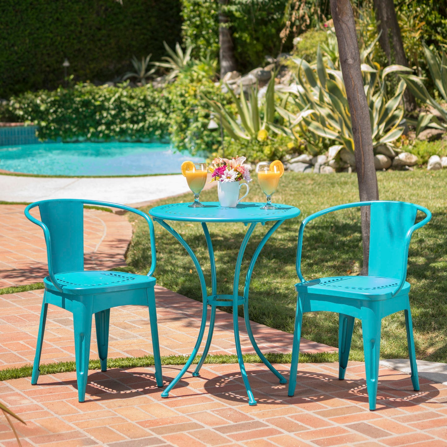 Lourdes - 3 Piece Metal Set - Teal