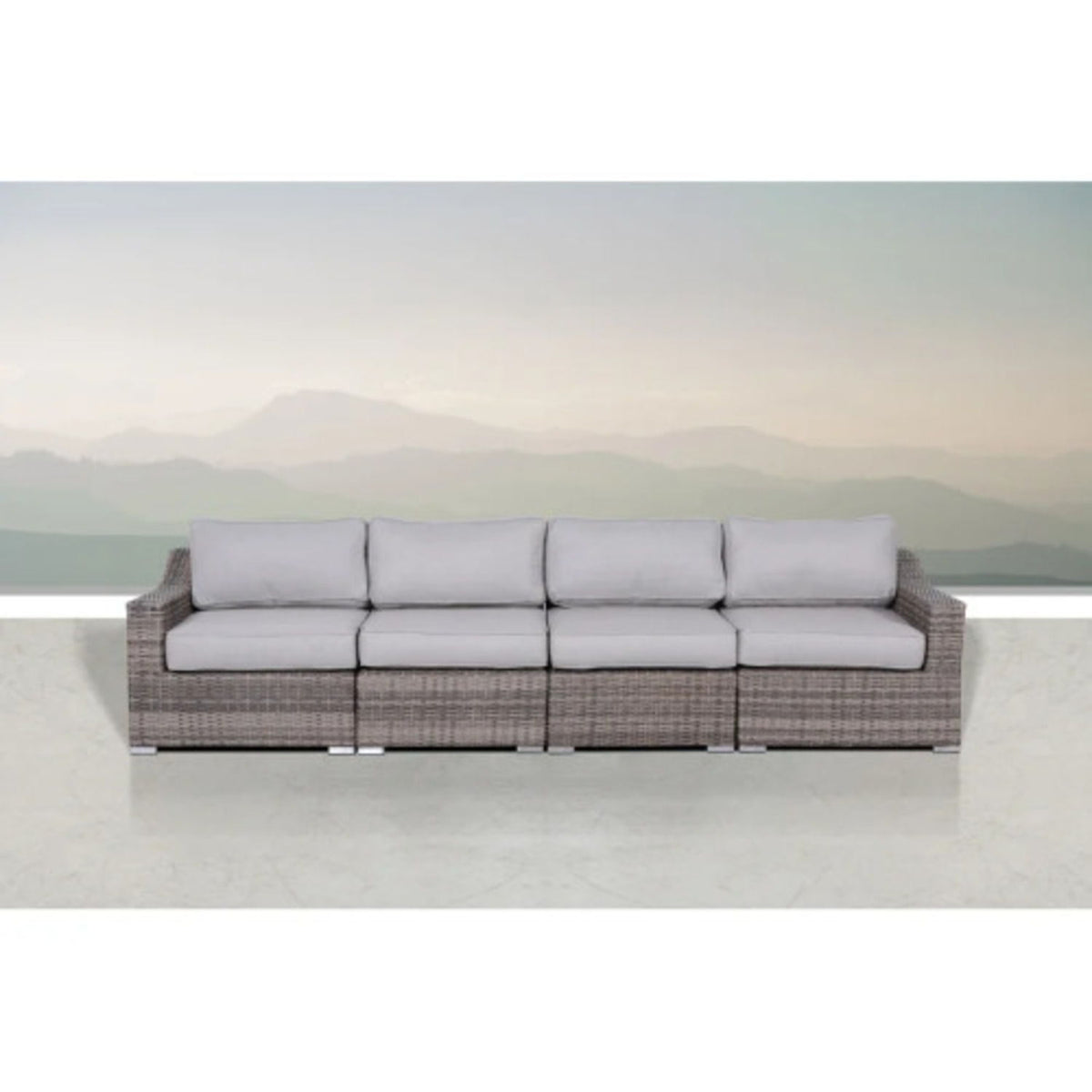 Contemporary Outdoor Rattan Wicker Sectional Seating Group With Cushions