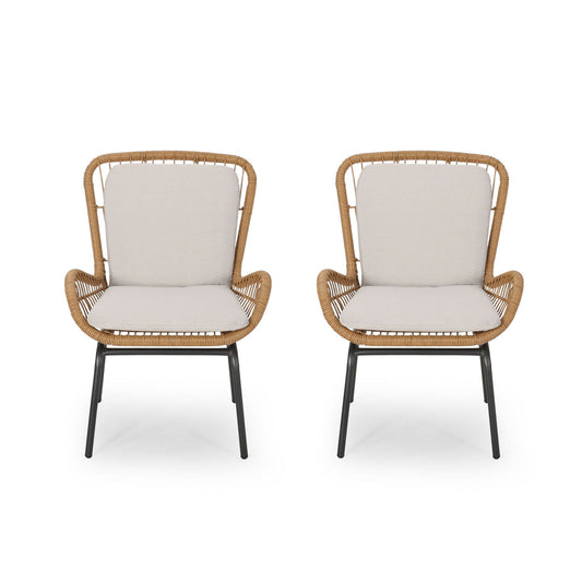 Outdoor Wicker Club Chair With Cushions (Set of 2)