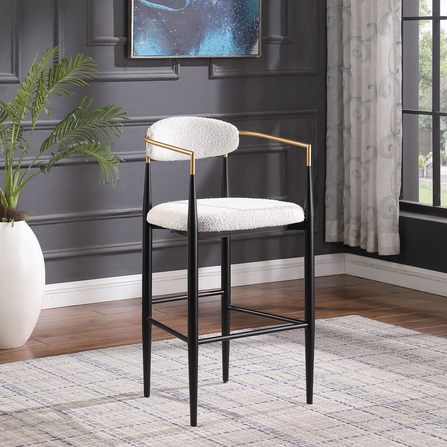 Upholstered Bar Stools With Backs For Kitchen Island (Set of 2) - Beige