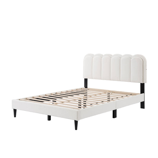 Lambswool Petal Headboard Bed Frame