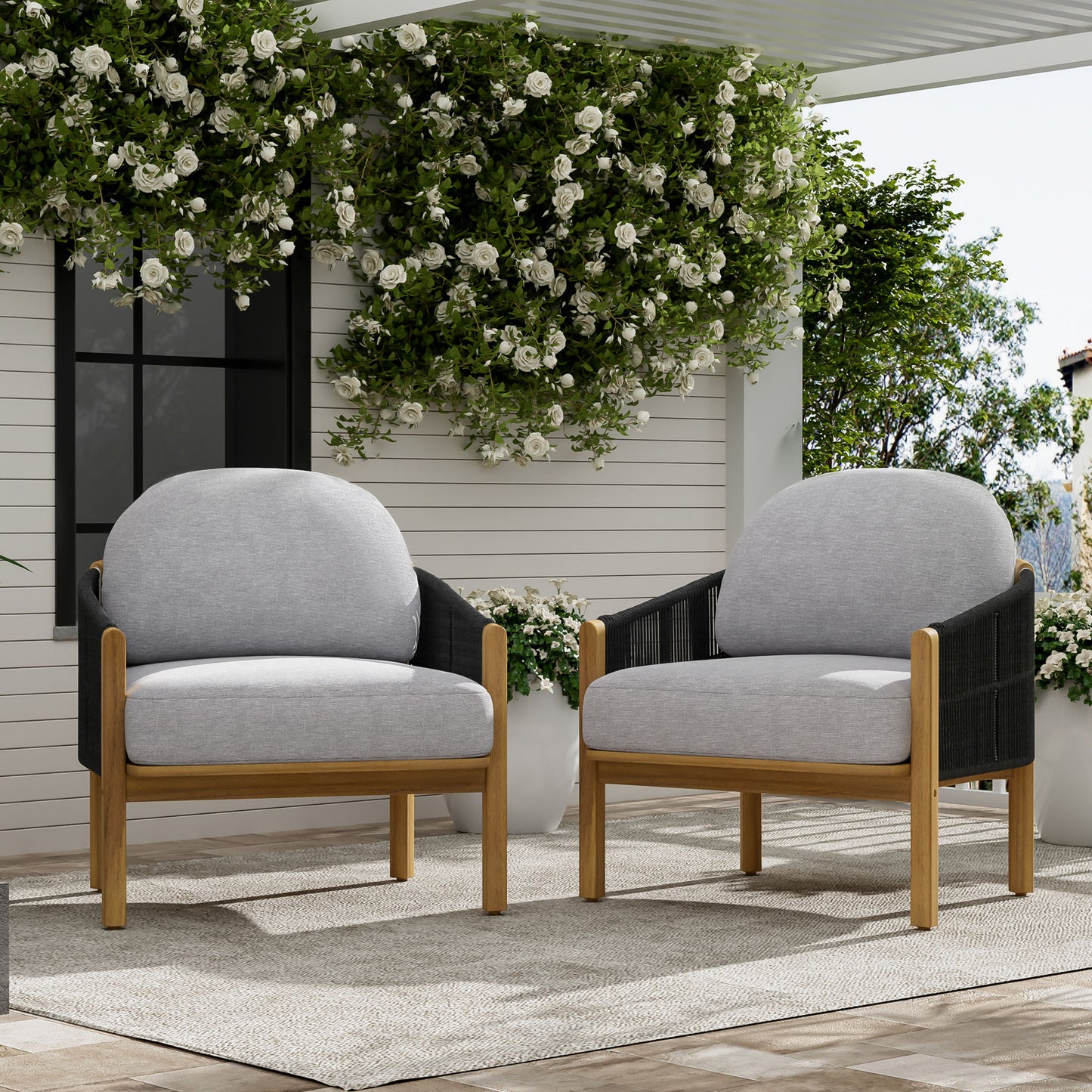 Grotta - Outdoor Wood Club Chair (Set of 2)