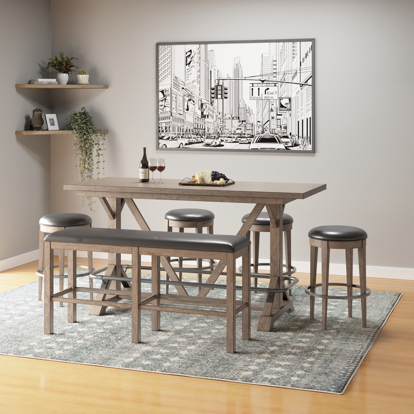 Bar Height Bench - Brown