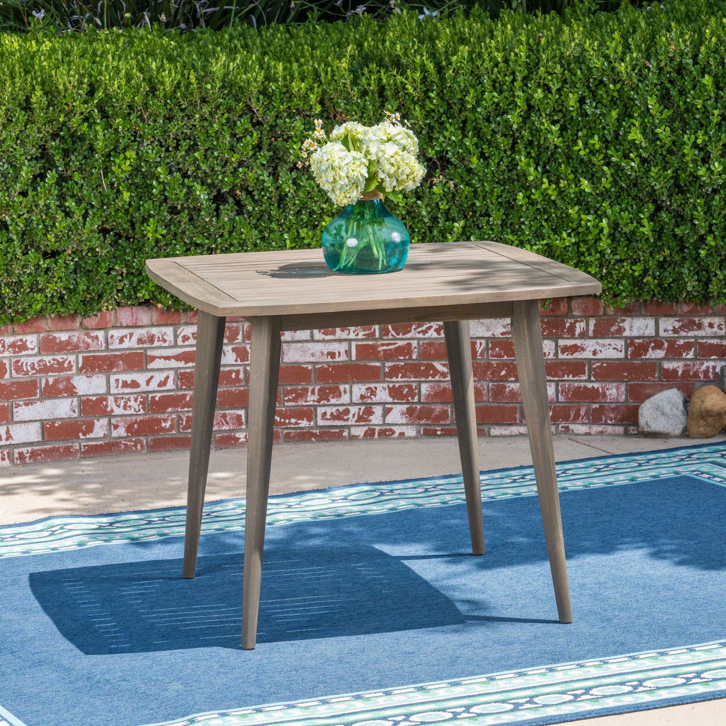 Modern Indoor Square Acacia Wood Dining Table With Toothpick Leg Design