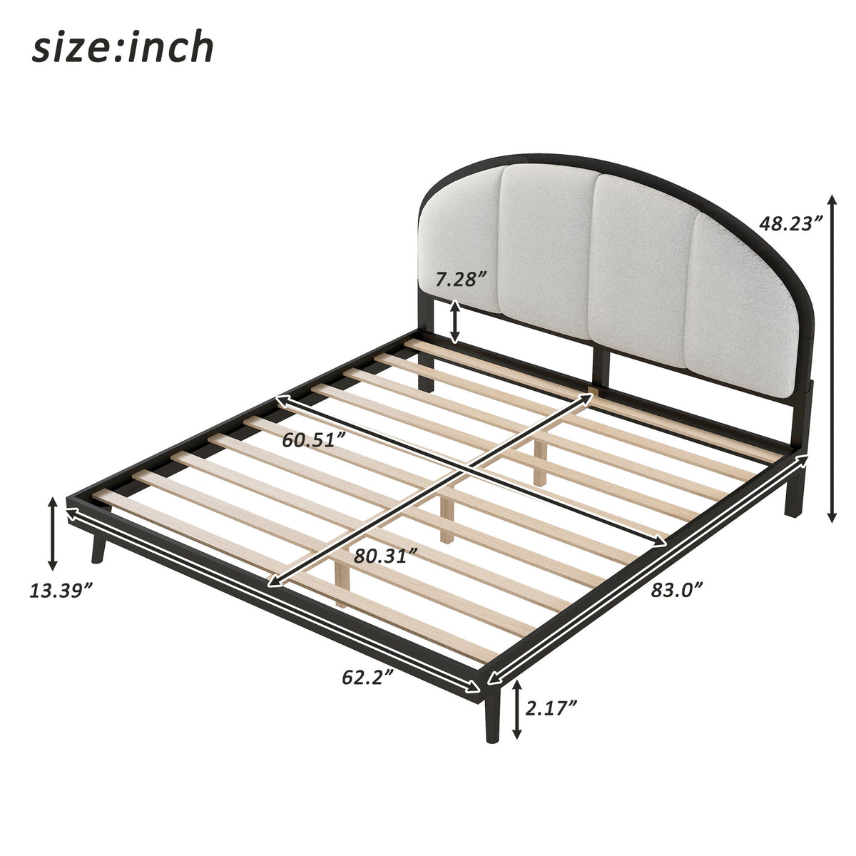 Elegant Modern Upholstered Platform Bed Frame