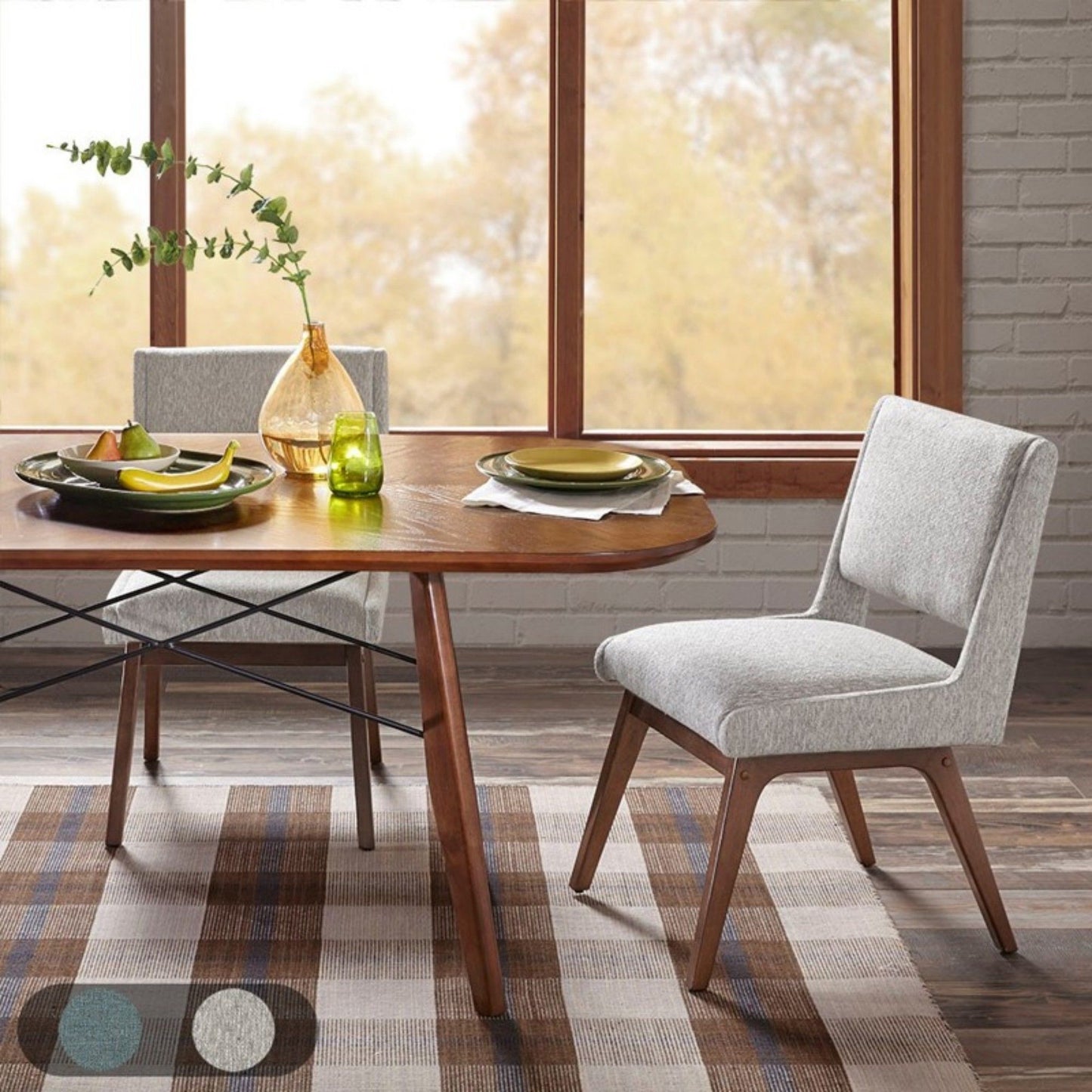 Boomerang - Dining Side Chair With Upholstered Cushions (Set of 2) - Light Gray