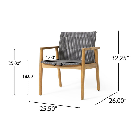Tranquilize - Outdoor Wooden Club Chair With Woven Wicker Seat And Back (Set of 2) - Light Brown