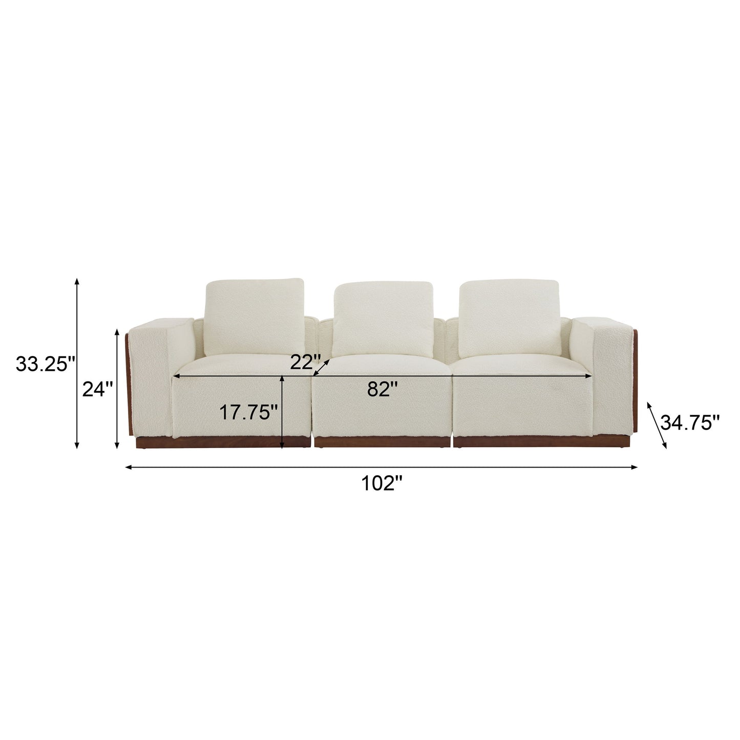 Chita - Modular Sectional Sofa, 3 Seater - Beige