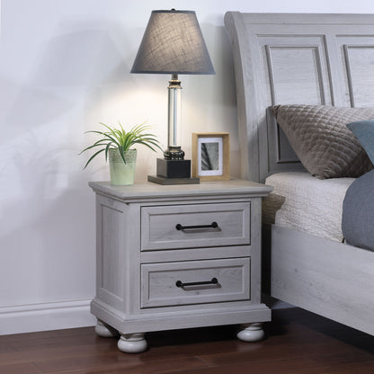 2 Drawer Nightstand With USB Charging Station - Cool Gray