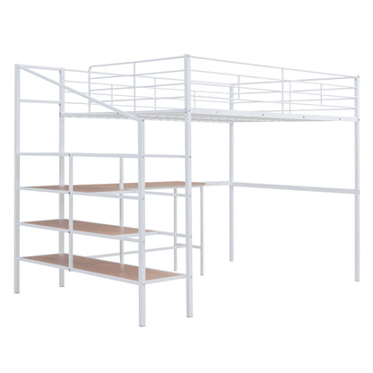 Loft Bed With Desk And Lateral Storage Ladder