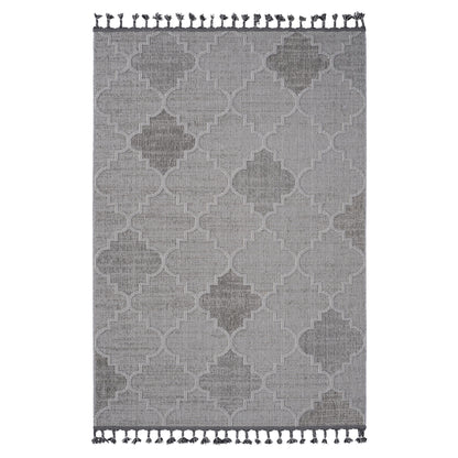Guros - 6' X 9' Trellis Indoor / Outdoor Area Rug - White / Gray