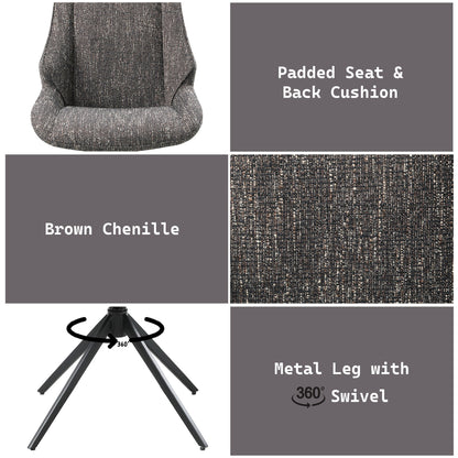 Malika - Side Chair With Swivel (Set of 2) - Brown Gray