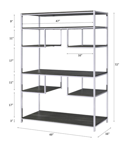 Vonara - Bookshelf - Chrome / Gray / Oak
