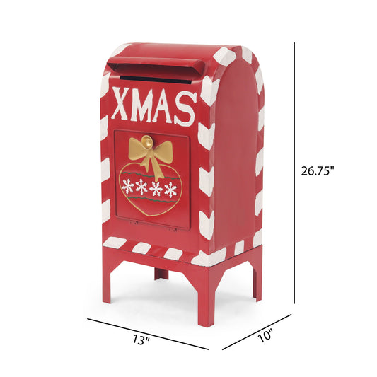 Christmas Mailbox Decoration With Festive Design, Classic Holiday Charm - Red