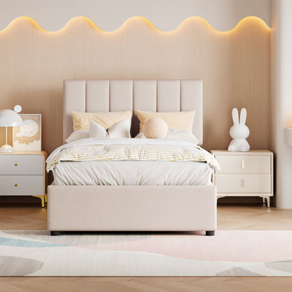 Upholstered Platform Bed With A Hydraulic Storage System