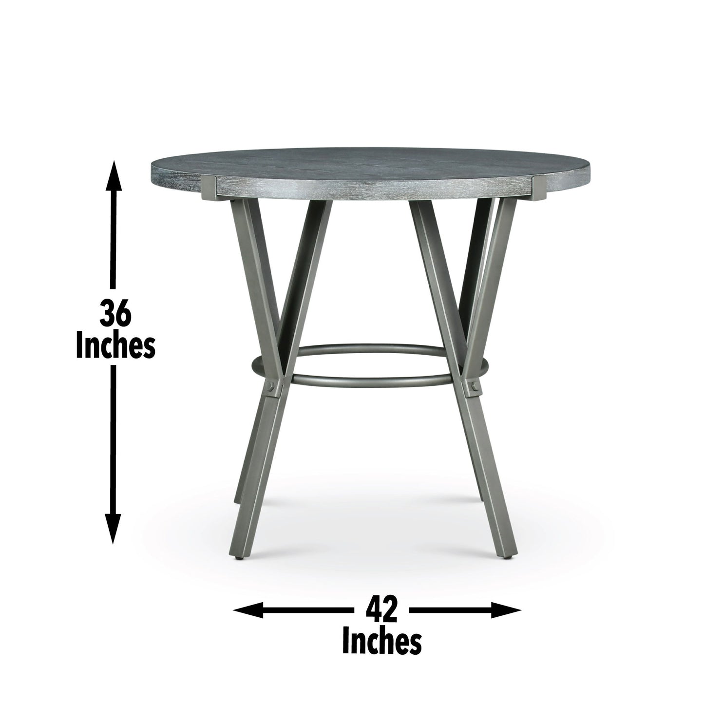 Portland - 3 Piece Dining Set With Round Counter Table - Gray
