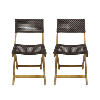 Bistro Foldable Chair With Wicker Backrest