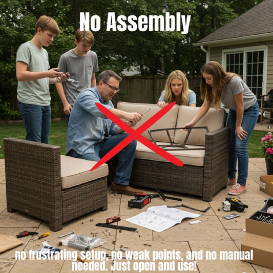 Outdoor Wicker Sofa Set 6 Piece Patio Collection Weather Resistant Cushions - Light Gray