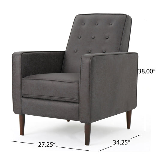 Macedonia - Button Tufted Fabric Recliner - Slate
