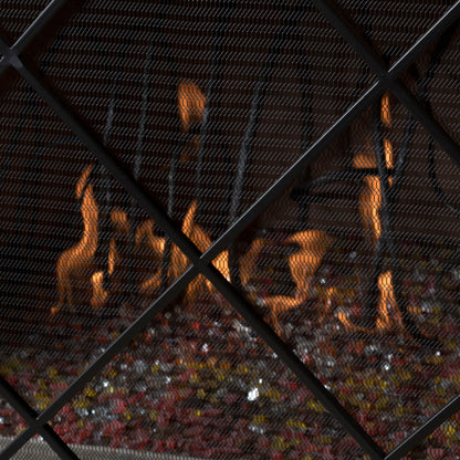 Minimalist Single Panel Iron Fireplace Screen With Diamond Design