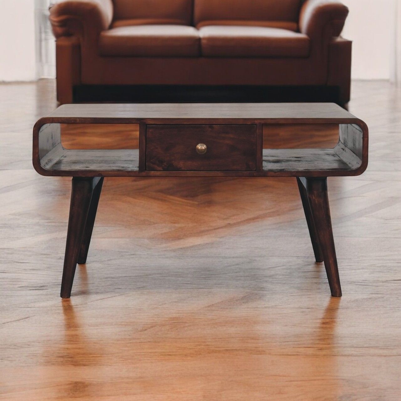 Solid Wood Curved Coffee Table