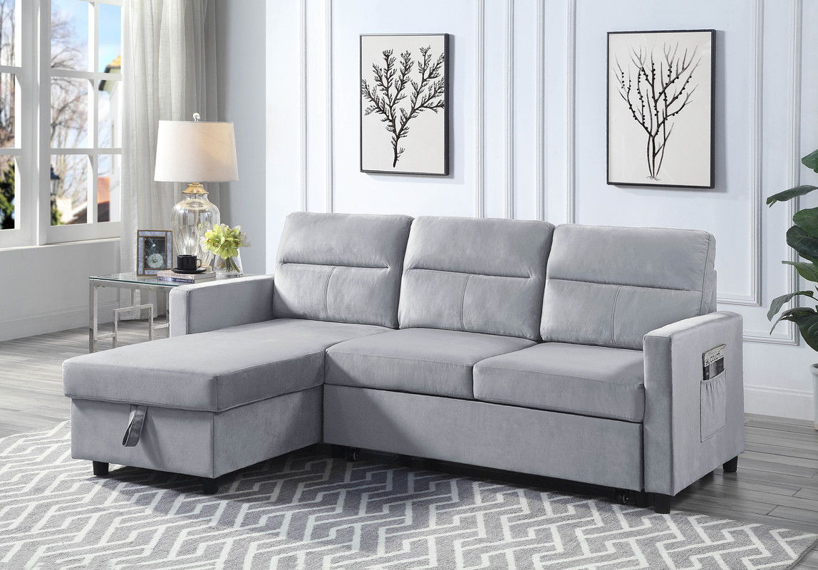 Ivy - Reversible Sleeper Sectional Sofa With Storage Chaise And Side Pocket