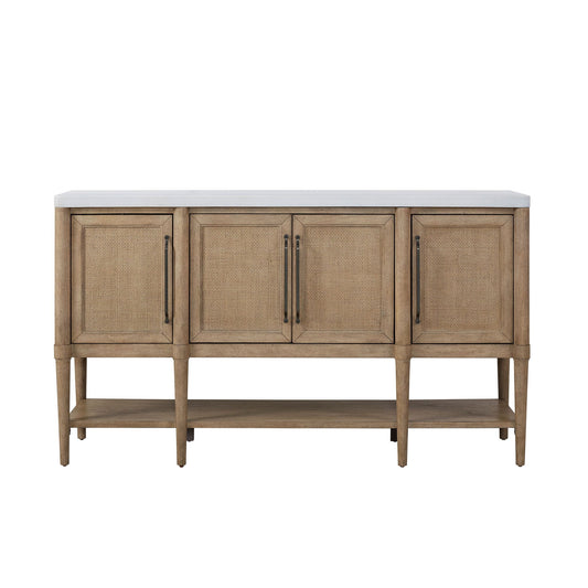 Cement Topped Server With Cane Insets - Sand