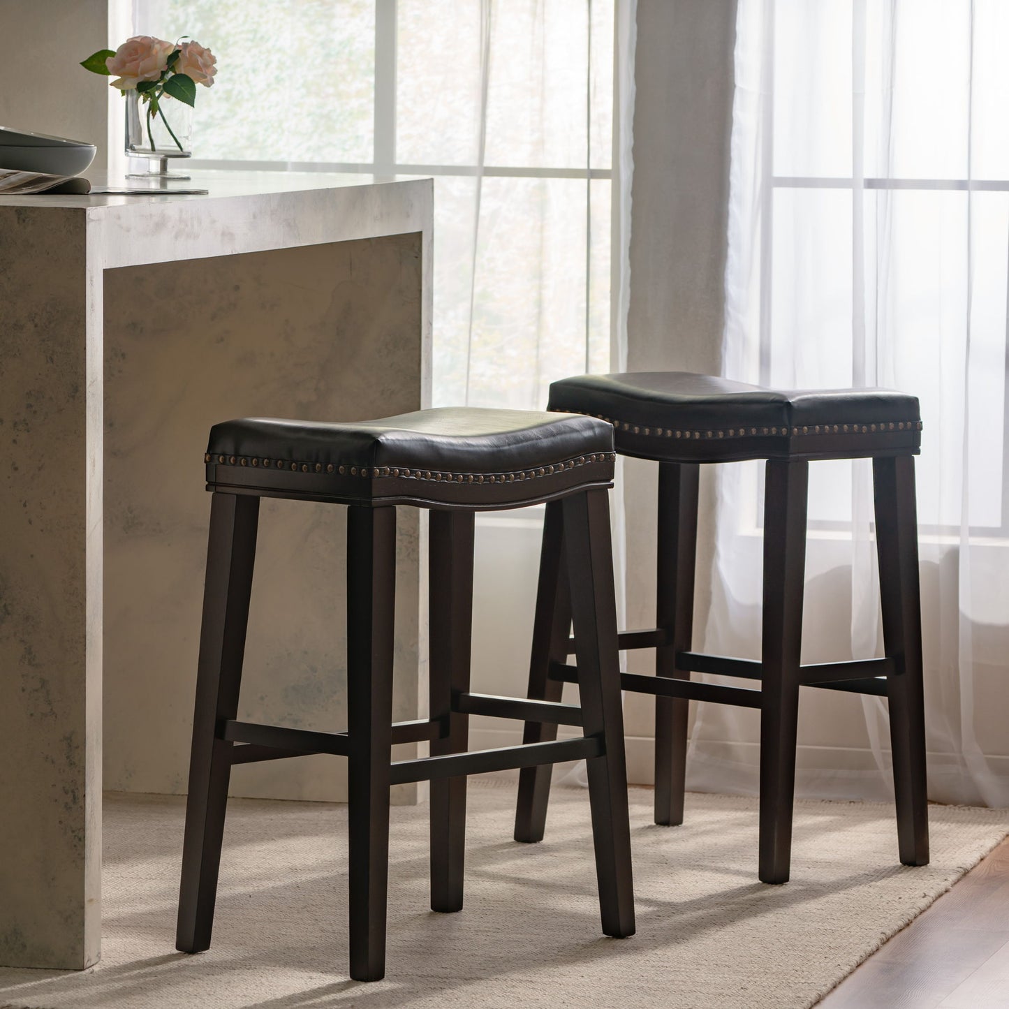 Elegant Saddle Stool With Curved Seat Comfort - Brown
