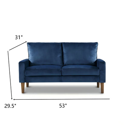 Upholstered Loveseat Sofa, 2 Seater Couch For Living Room Apartment - Dark Blue