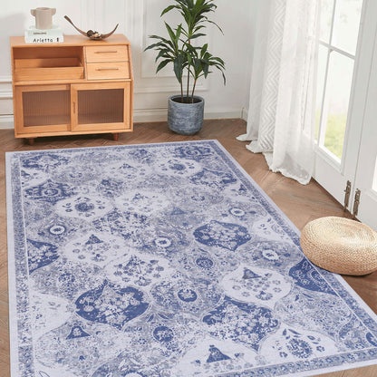 Maval - 8' X 10' Washable Area Rug - Blue