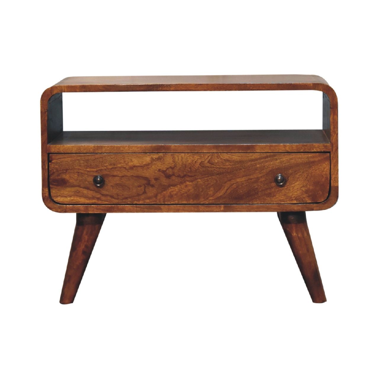 Mini Curved Media Unit - Chestnut